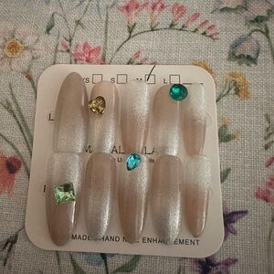 Elegant Shimmer Press-On Nails with Gem Accents
